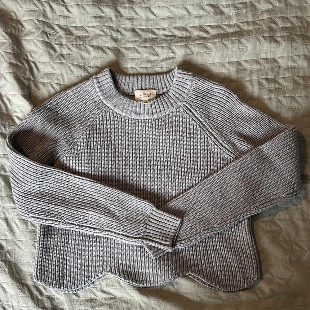 Wilfred Gray Ribbed Crew Neck Sweater